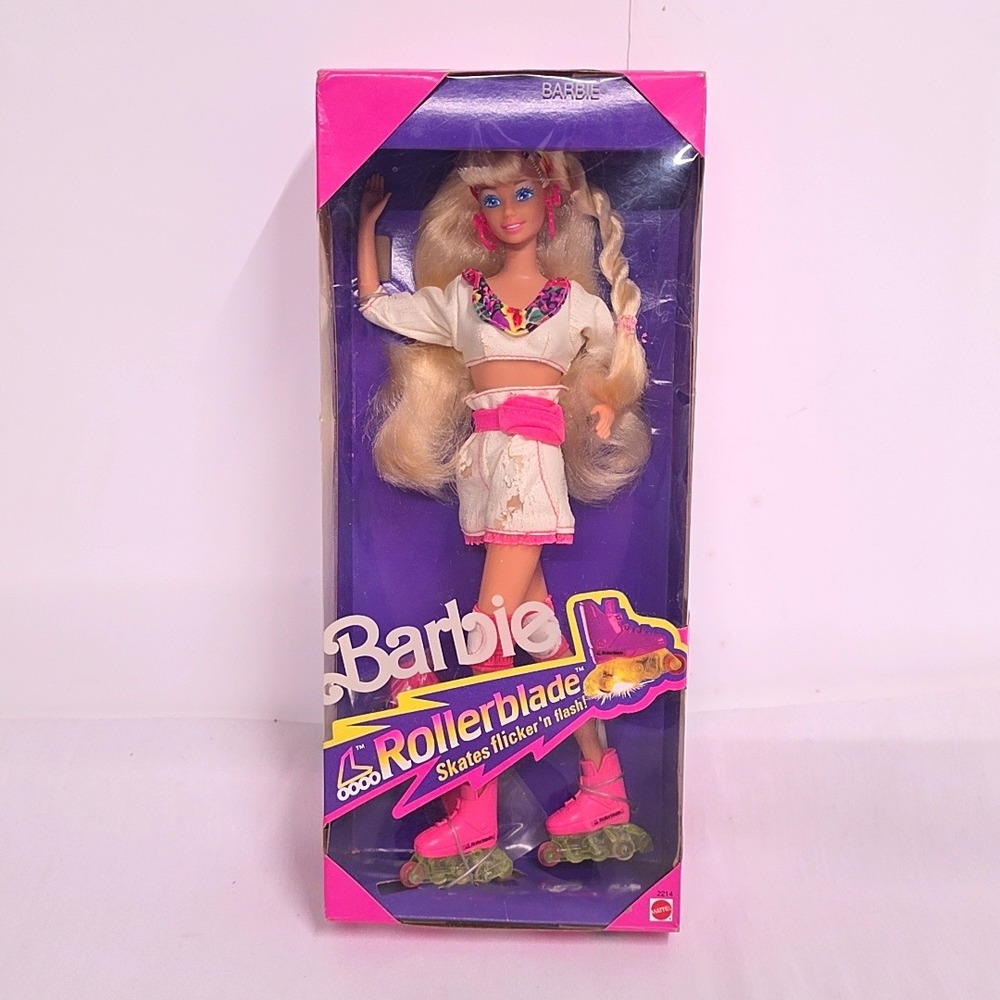 Mattel Rollerblade Barbie Doll 1991 Pink 2214 Sparking Skates NIB 90s Retro